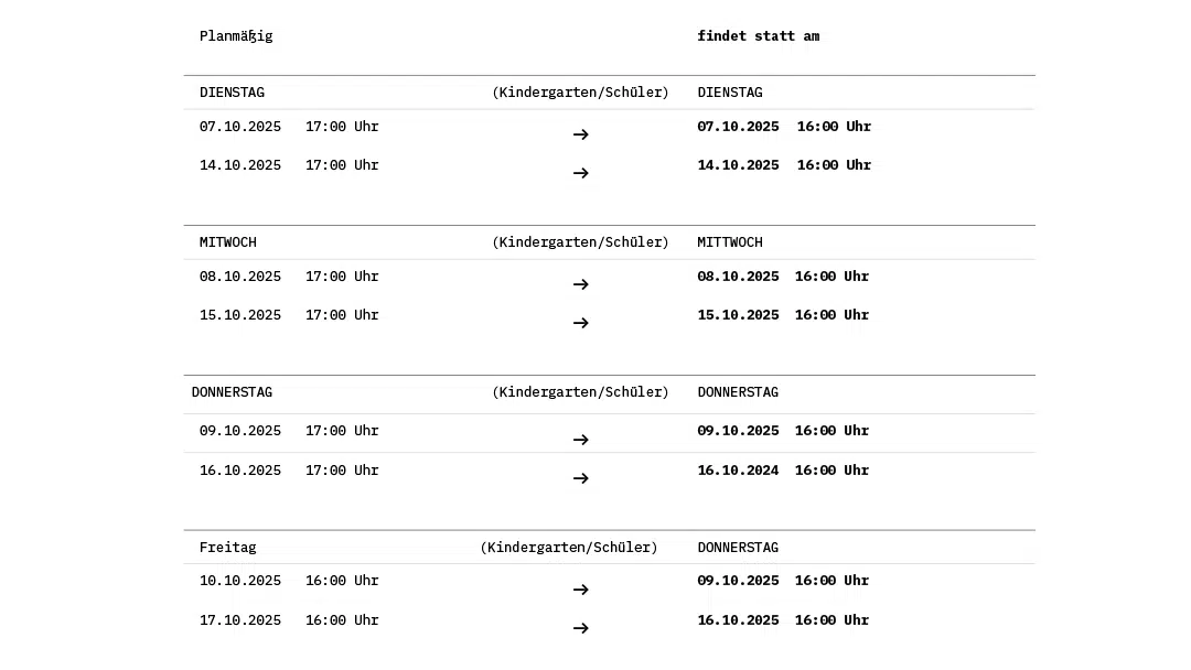 HSA Herbstferienplan 2025